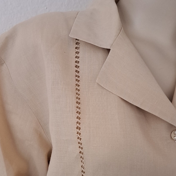 Elegant Beige Women's Blouse Linen - Picture 4 of 6